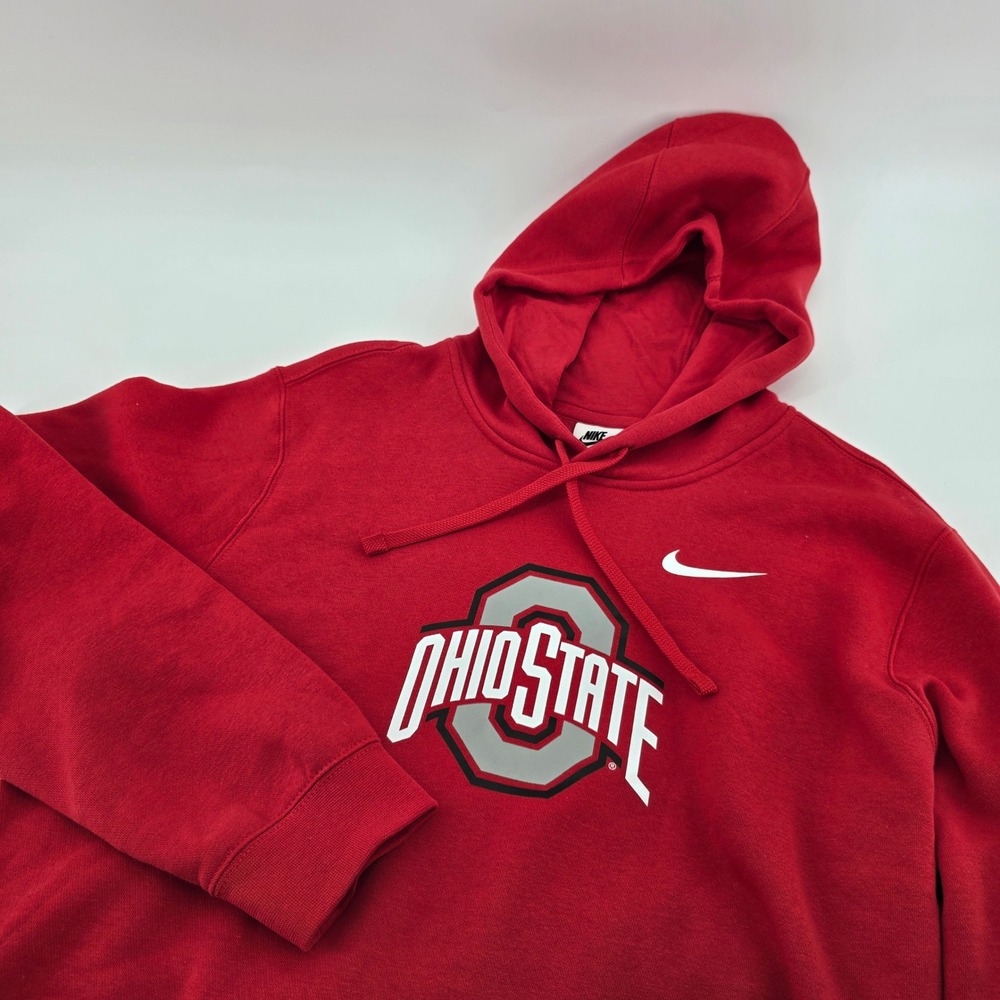 Nike Hoodie Mens Ohio State Buckeyes Logo Fleece Red Medium AR3408-657‎ NWOT